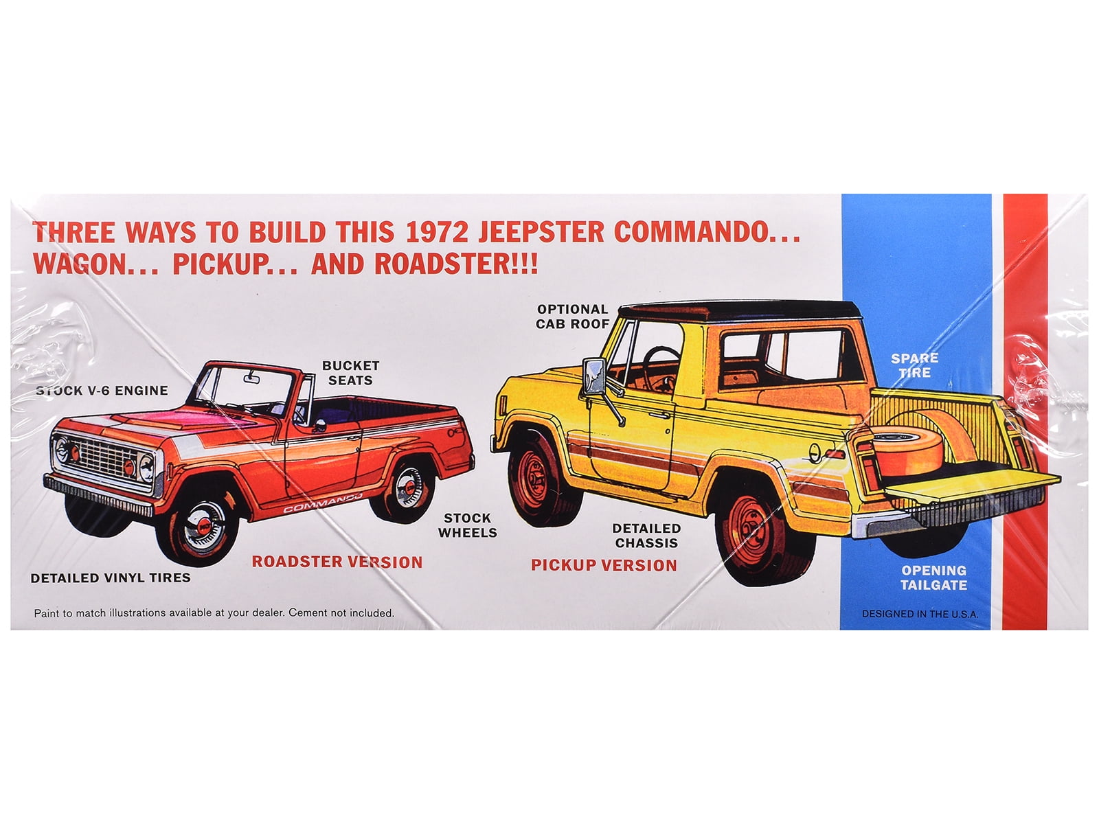 Skill 2 Model Kit 1972 Jeep Jeepster Commando 1/25 Scale Model by AMT