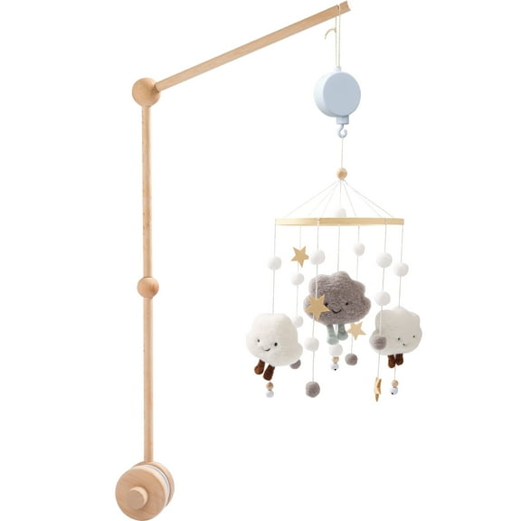 Jokapy Wooden Baby Crib Mobile with Music and Rotating Hanging Toys for Newborn