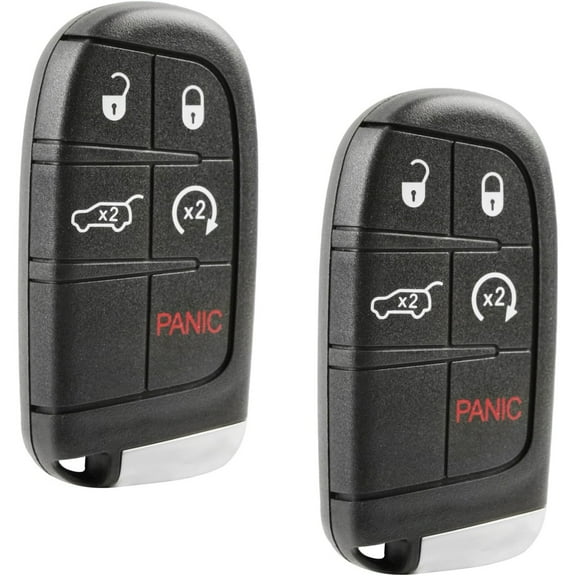Key Fob Remote for 2014 2015 2016 2017 2018 2019 2020 2021 2022 2023 Jeep Grand Cherokee 5-Button M3N-40821302 - Professional Programming Required (Set of 2)