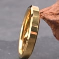 thumbnail image 2 of Tungsten Steel Couple Rings Classic Flat Beveled Gold Finish, 2 of 5
