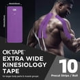 thumbnail image 2 of OK TAPE Extra Wide Kinesiology Tape, Precut K Tape Strips, Elastic Physical Therapy Athletic Tape for Pain Relief & Joint Support | Back, Shoulder, Knee (4" x 10" - 20Pcs) Blue, 2 of 6