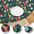 thumbnail image 4 of Dark Green Christmas Ornament Pattern Round Fitted Tablecloth with Elastic Edge,Dining Table Cover Waterproof,Outdoor Round Tablecloth for Camping,Dining,Indoor and Outdoor, 4 of 7
