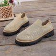 thumbnail image 4 of Women's Knit Rhinestone Platform Sneakers Breathable Mesh Round Toe Slip On Lug Sole Loafers Lightweight Walking Sport Casual Shoes, 4 of 6