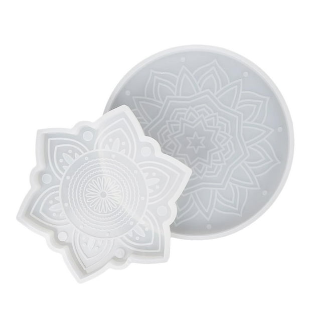 2 piezas de posavasos de resina de Mandala, accesorios de decoración artesanal, artesanías hechas , arte DIY, decoración para hogar, SM SunniMix Artesanías De Posavasos