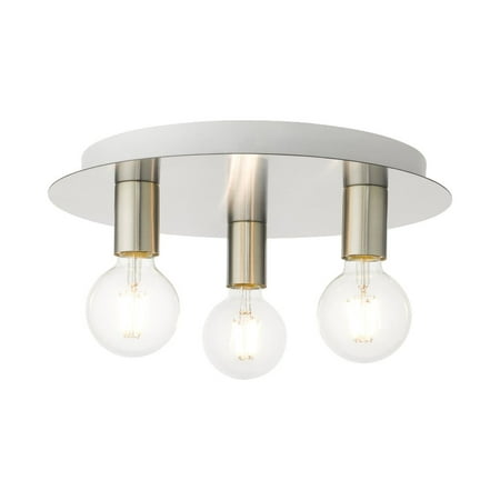 

3 Light Flush Mount in Contemporary Style 14 inches Wide By 3.63 inches High-Brushed Nickel Finish Bailey Street Home 218-Bel-4363034