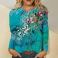 thumbnail image 2 of Camisas de manga larga para mujer, cuello redondo, estampado floral, ajuste holgado, túnica de otoño, tops de otoño para mujer Pompotops  FGAJ10791, 2 of 5