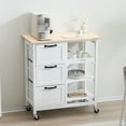 thumbnail image 6 of Ktaxon Wood Kitchen Trolley Cart Rolling Kitchen Island Cart Bar Cabinet Table with Drawers and Shelf White, 6 of 10