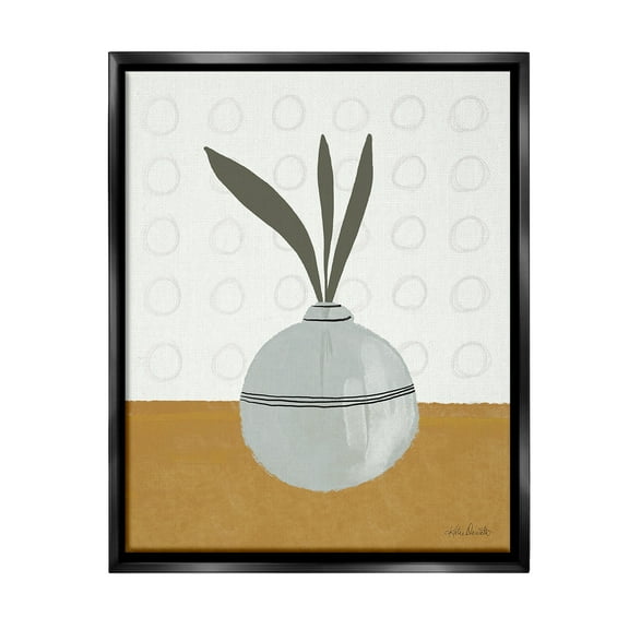 Stupell Industries Leaf Sprigs in Vase Botanical & Floral Painting Black Floater Framed Canvas Art Print Wall Art, 17 x 21