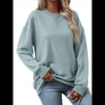 thumbnail image 1 of Sudadera de Larga para Mujer, Informal, con Cuello Redondo, , Ligera y con Bolsillo. Gris Azul S, 1 of 10