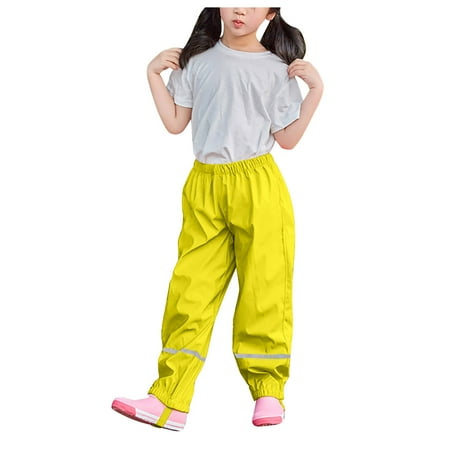 

Ruziyoog Rain Pants for Kids Cotton Lined Reflective Waterproof Lightweight Rainwear for Boys and Girls Kids Waterproof Rain Pant Outdoor Lightweight Cozy Rainwear Yellow M