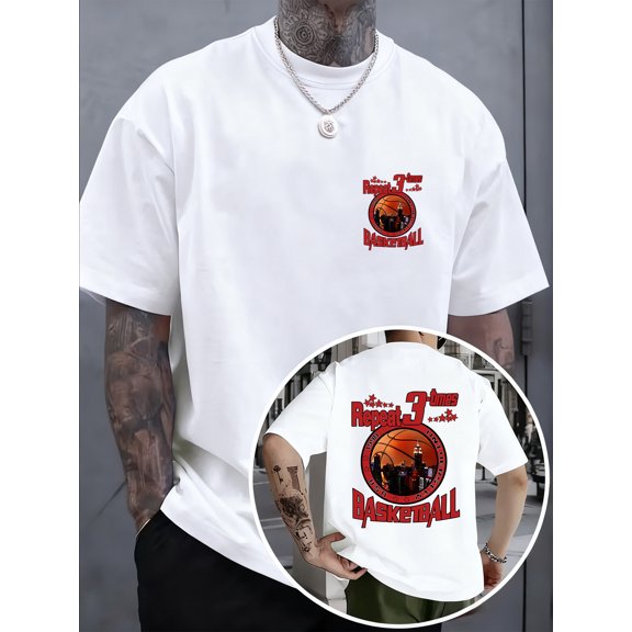 mens heavyweight 100 cotton basketball t shirt soft round neck casual summer tee suitable for casual attire breathable athletic casual wear washable