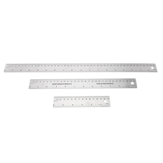 Cork Back Rulers, 3pcs Multipurpose Cork Back Metal Rulers Skid Resistant Stainless Steel for Home for Classrooms