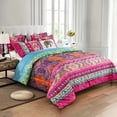 thumbnail image 2 of HGmart Fuchsia striped king 3 pieces comforter set, fresh, bright, soft, and skin-friendly, available in multiple sizes, 2 of 4