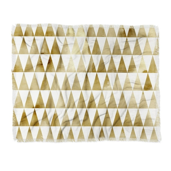 Society6 Georgiana Paraschiv Triangle Pattern Gold Woven Throw Blanket