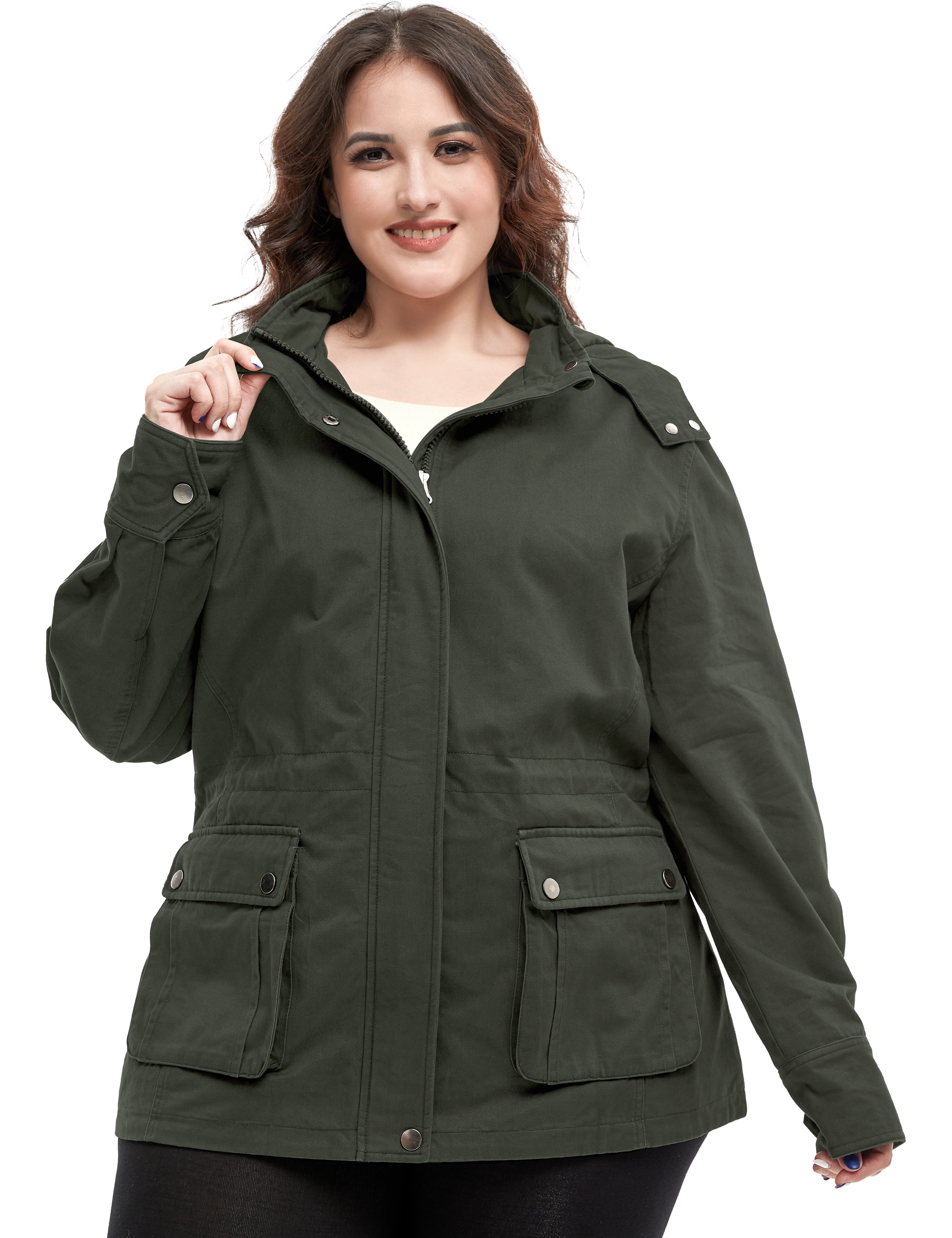 Soularge Women's Plus Size Fall Utility Jackets with Removable