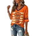 thumbnail image 5 of Halloween Shirts for Women Cute Ghost Graphic Tee Oversized 3/4 Sleeve V Neck T-Shirt Funny Pumpkin Print Spooky Fall Top, 5 of 5