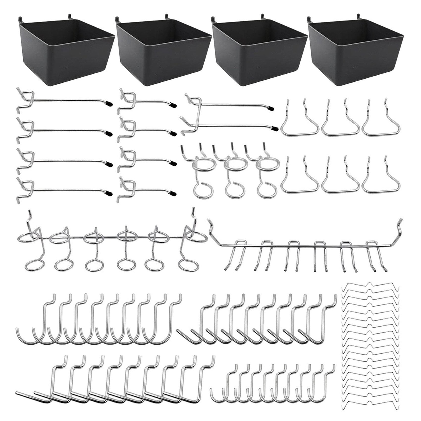 80 Piece Pegboard Hooks Assortment With Pegboard Bins Peg Locks For