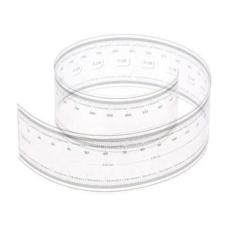Uxcell Film Flexible Ruler 40cm 0.1mm Scale with R Angle & Width Lines PET Plastic Folding Straight Ruler