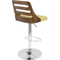 thumbnail image 3 of Mid-Century Modern Adjustable Swivel Bar Stool, Walnut Frame with Green Fabric Upholstery, Counter Height to Bar Height Stool for Kitchen Island, Dining & Home Decor, 3 of 5