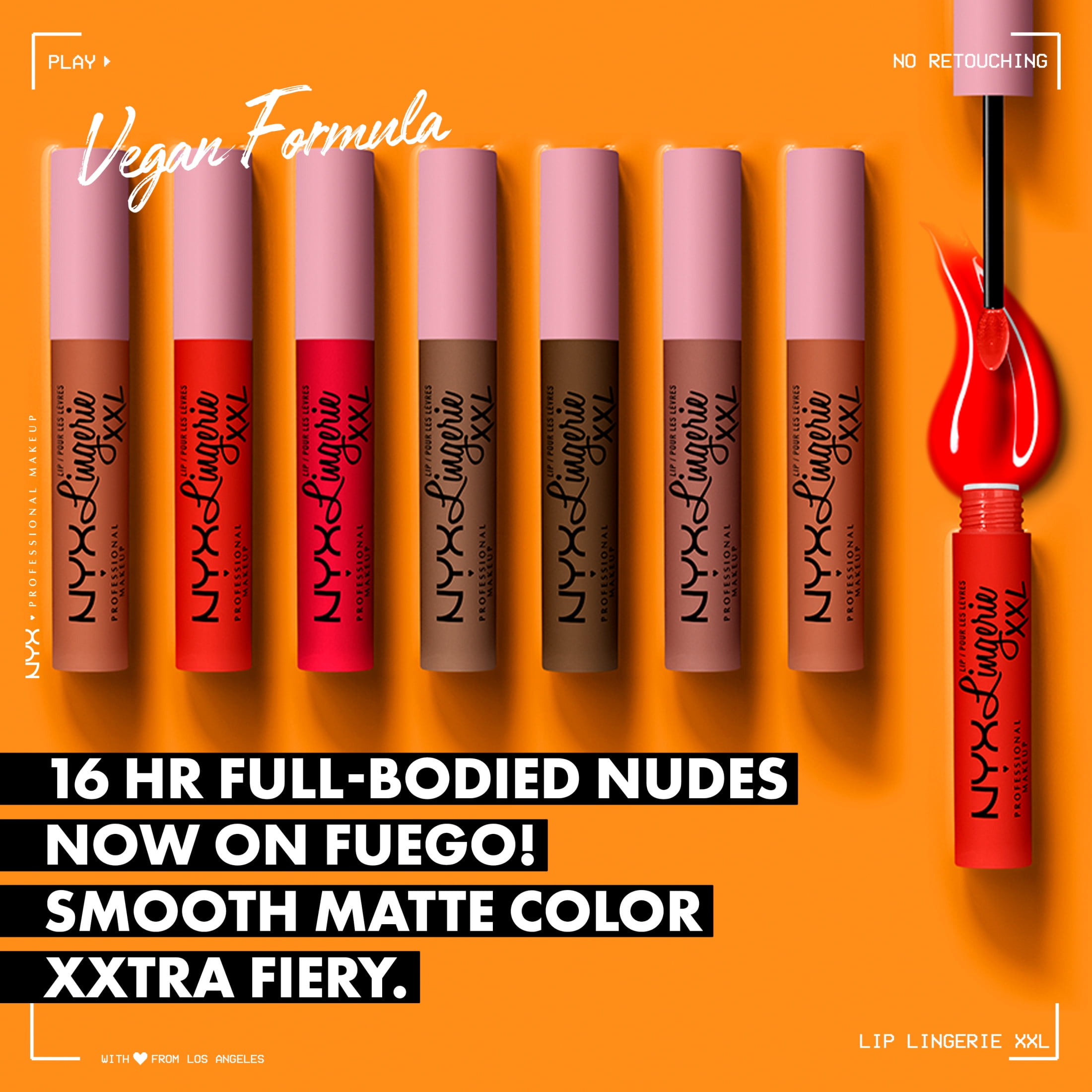 NYX Professional Makeup Lip Lingerie XXL, Matte Liquid Lipstick, 16hr, Pink Hit, 0.13 fl. oz., Vegan - Walmart.com NYX Professional Makeup Lip Lingerie XXL, Matte Liquid Lipstick, 16hr, Pink Hit, 0.13 fl. oz., Vegan - Walmart.com