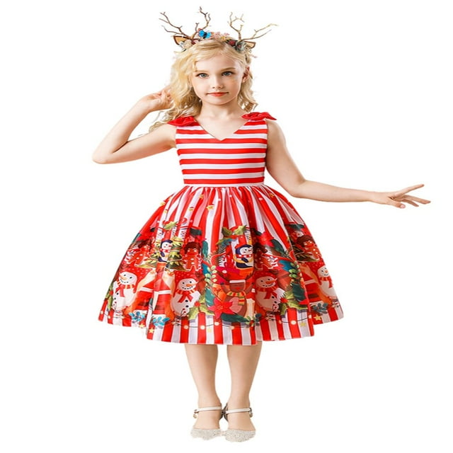 EIMELI Bébé Enfants Petite Fille Noël Père Noël Robe de Soirée Formelle Concours Princesse Demoiselle d'Honneur Soirée Mini Robe