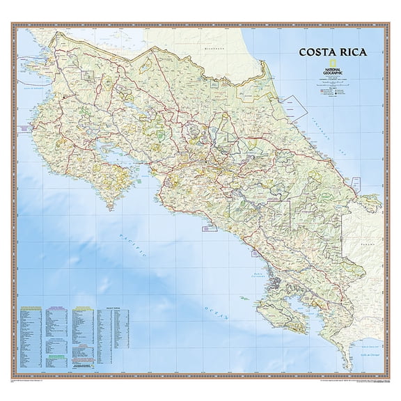 National Geographic Reference Map National Geographic Costa Rica Wall Map (38 X 36 In), (Paperback)