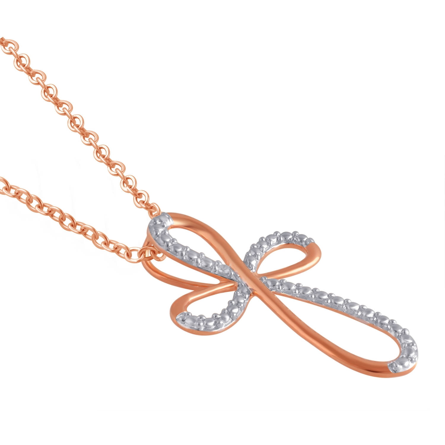 Diamond Accent 14k Rose Tone Cross Penda