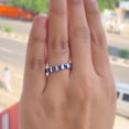 thumbnail image 4 of Rosec Jewels Womens 2 CT Princess Cut Lab Created Blue Sapphire Half Eternity Ring with Diamond, 18K Rose Gold, US 9.50, 4 of 6