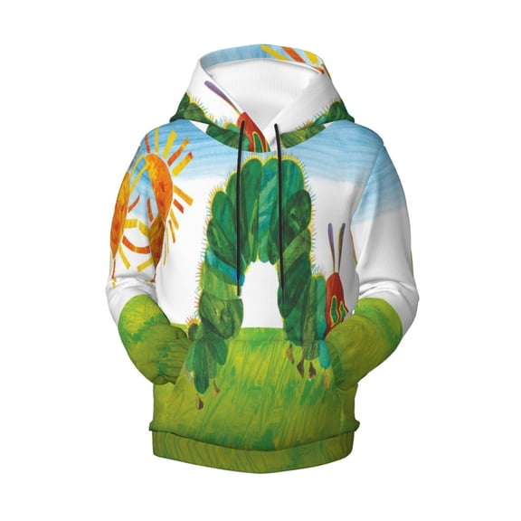 Boys Girls Hungry Caterpilla Pullover Hoodies 3D Print Novelty Colorful Kids Hoodie Sweatshirts with Pocket