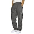 thumbnail image 5 of ADSSDQ Mens Cargo Sweatpants Plus Size Baggy Jogger Sweatpants Drawstring Open Leg Big and Tall Workout Pants with Multi Pockets Dark Gray XL, 5 of 6