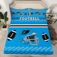 thumbnail image 3 of Homewish Blue Rugby Helmet Twin Sheet Sets for Boys, Est Sleep Sport Twin Fitted Sheet, Cartoon Football Theme Flat Sheet, Lightweight Room Decor, 3pcs, 3 of 8