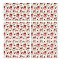 Pioneer Flower Floral Print Pattern Summer Placemats Table Placemats Set Of 6-Linen Kitchen Washable Placemats Table Mats 12x18 Inch Non-Slip Heat Resistant