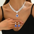 thumbnail image 2 of Faty-T Silver Crystal Bridal Wedding Jewelry Set Rhinestone Necklace Earrings Sets Prom Formal Costume Jewelry for Women and Brides, 2 of 6