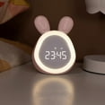 thumbnail image 5 of Bunny Alarm Clock With Night Light | Adjustable Brightness | Dual Alarms | 5 Ringtones | USB Rechargeable | Gray or Pink | Tap Control | Bedroom Decor | 4.41 x 3.46 x 2.89 in, 5 of 6