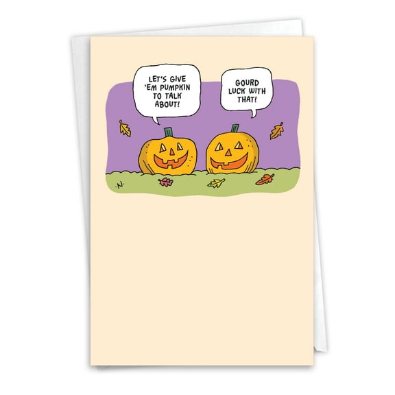 NobleWorks Funny Halloween Greeting Card with 5 x 7 Inch Envelope (1 Card) Pumpkin Talk C10152HWG