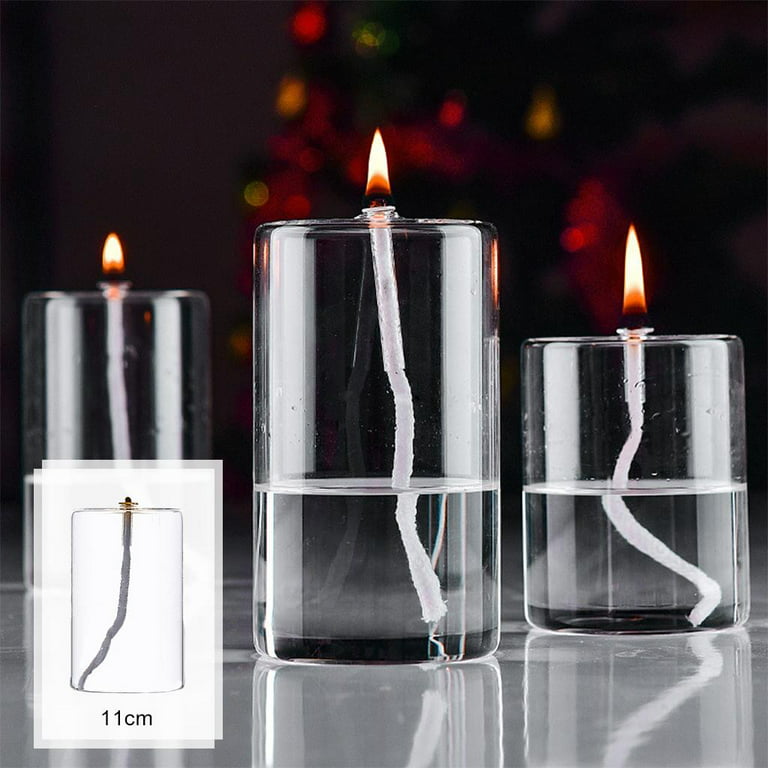 Refillable Glass Oil Candle in A Candle Holder Liquid Candle for Bedroom  Dining Party Christmas Decoration M 
