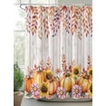thumbnail image 2 of Fsddascl Orange Pumpkins Fall Shower Curtain Set - 72" x 78" Washable Bathtub Curtain with 12 Hooks, Eucalyptus Leaves Sunflowers Wood Grain Waterproof Fabric Stall Shower Curtains for Bathroom, 2 of 6