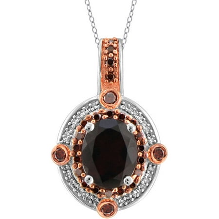 JewelersClub 2.35 Carat T.G.W. Garnet Gemstone and 1/2 Carat T.W. Red and White Diamond Sterling Silver Pendant