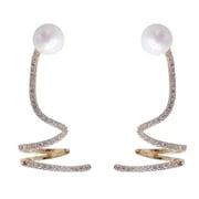 DANCINGROOM Ear Climbers Earrings Crawler Cuff Women Pearl Jewelry Zirconia (plastic) Silver Needle Miss