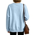 thumbnail image 6 of Nestiefly Oversized Crewneck Sweatshirt Women Fleece Long Sleeve No Hood Pullover Fall Casual Sweat Shirts Sky Blue S, 6 of 7