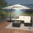 thumbnail image 3 of Mondawe 10x13 Ft Patio Cantilever Umbrella with Base,360° Rotation Offset and Bluetooth Speaker,Large Rectangular Outdoor Umbrella for Pool Deck, Tan, 3 of 16