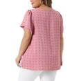 thumbnail image 4 of DARING DIVA Women's Plus Swiss Dot Crew Neck Tulip Top 4X Pink, 4 of 6