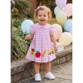 thumbnail image 3 of Cjfdfy Toddler Baby Girl Back to School Dress Kindergarten Outfit Kids Baby Girls First Day of School Outfit Summer Fall Apple School Bus Embroidered Short Sleeve Doll Collar Plaid Pleated Dress, 3 of 9