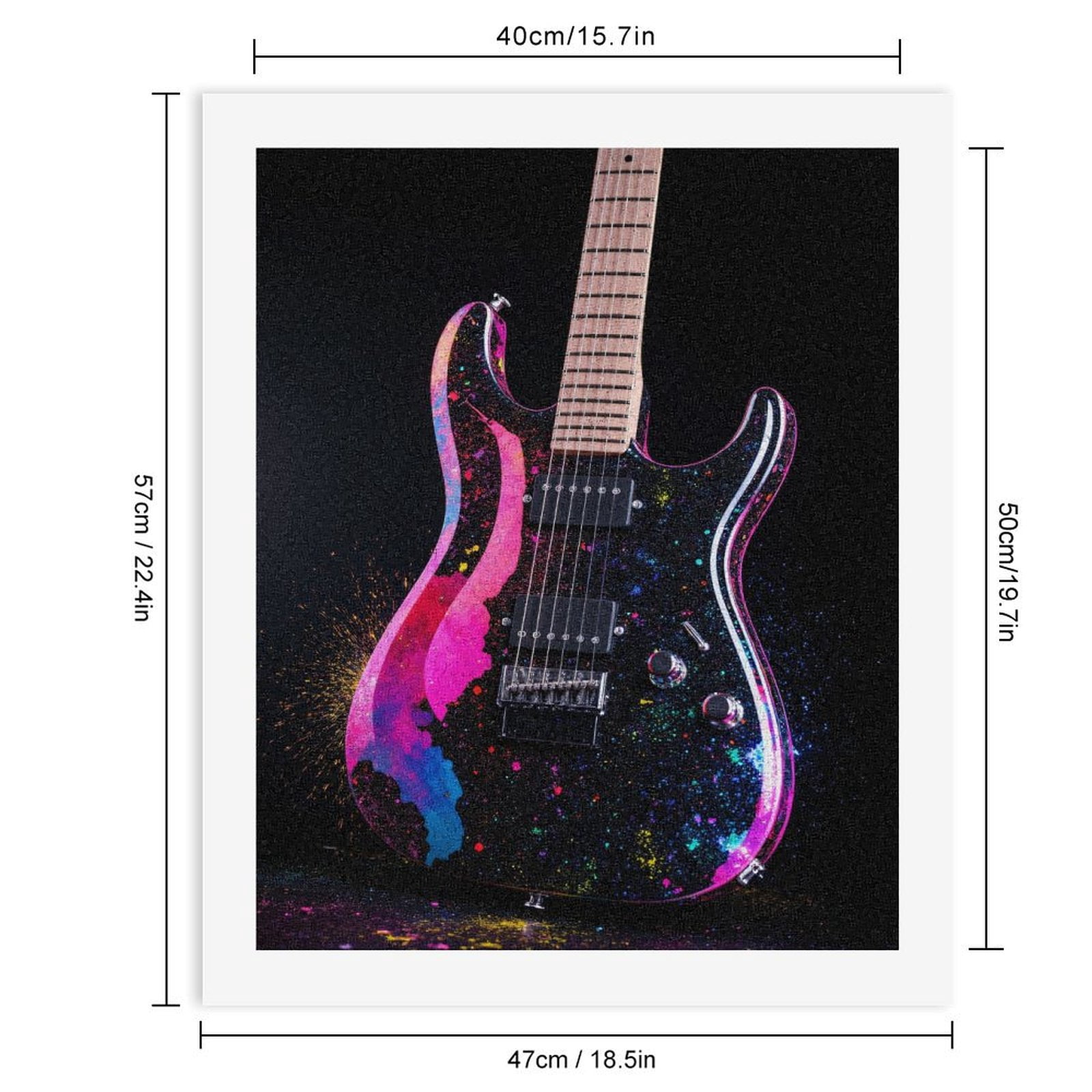 Paint By Numbers Kit for Adults Beginner - DIY Guitar Splash Colors Canvas Painting Kits for Adults, Frameless Paint By Number for Adults for Home Wall Decor 16x20 Inch