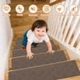 thumbnail image 3 of Stair Treads Non-Slip for Wooden Steps, 15Pack - 8" x 30" Edging Stair Runner Indoor for Kids Elders & Pets, Washable Carpet Stair Treads with Peel & Stick Reusable TPE Backing, Brown, 3 of 13