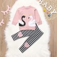 thumbnail image 2 of Mercatoo Striped Pants Clothes Swan Sleeve Tops Toddler Print Outfits Long Baby Cartoon Girls 3 Month Newborn Baby Girl Clothes, 2 of 4