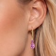 thumbnail image 3 of Gem Stone King 18K Yellow Gold Plated Silver Pink Moissanite and White Lab Grown Diamond Dangle Earrings for Women (4.49 Cttw, Oval 9X7MM), 3 of 6