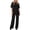 Black, variant on Caywon Womens 2 Piece Top and Pants Set Short Sleeve Crew Neck Loungewear Elastic Waist Breathable Fabric Wrinkle-Free Casual Loose Fit Summer Daily Wear Conjunto de Pijama de Mujer