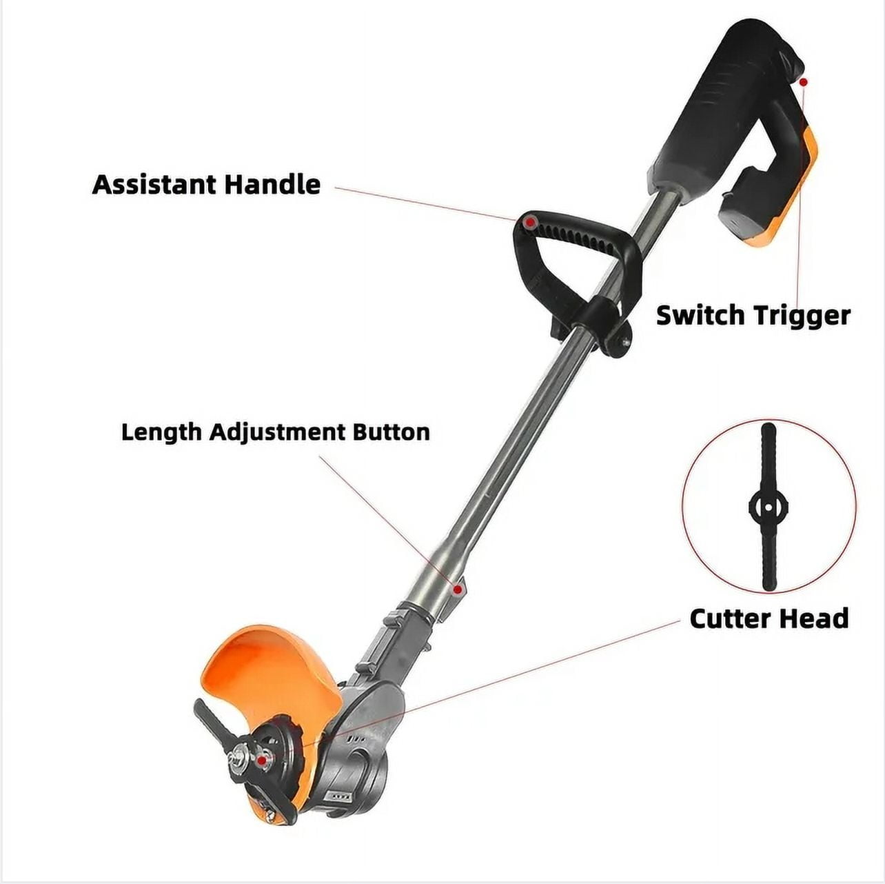 Paddsun Weed Wacker Grass Trimmer, 24V Cordless Weedeater Lightweight Electric Brush Cutter with 2 Batteries and Charger