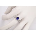 thumbnail image 5 of Split Shank 2.30 Carat 7mm Cushion Cut Blue Sapphire Moissanite Diamond Halo Engagement Ring in 10k White Gold, 5 of 5